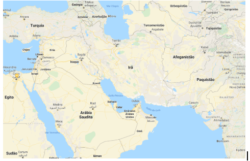 Mapa para localização do Irã
