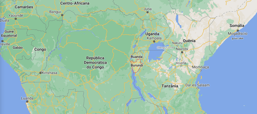 Localização de Burundi no mapa da África. (Imagem: Google Maps)
