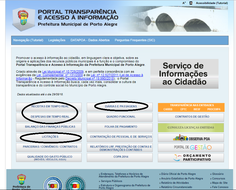 Informações da Prefeitura Municipal de Porto Alegre