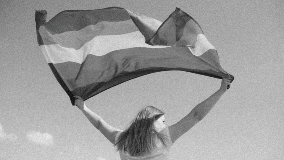 Imagem de uma mulher levantando a bandeira LGBTQIAP+ representando os princípios de yogyakarta e os direitos lgbt+