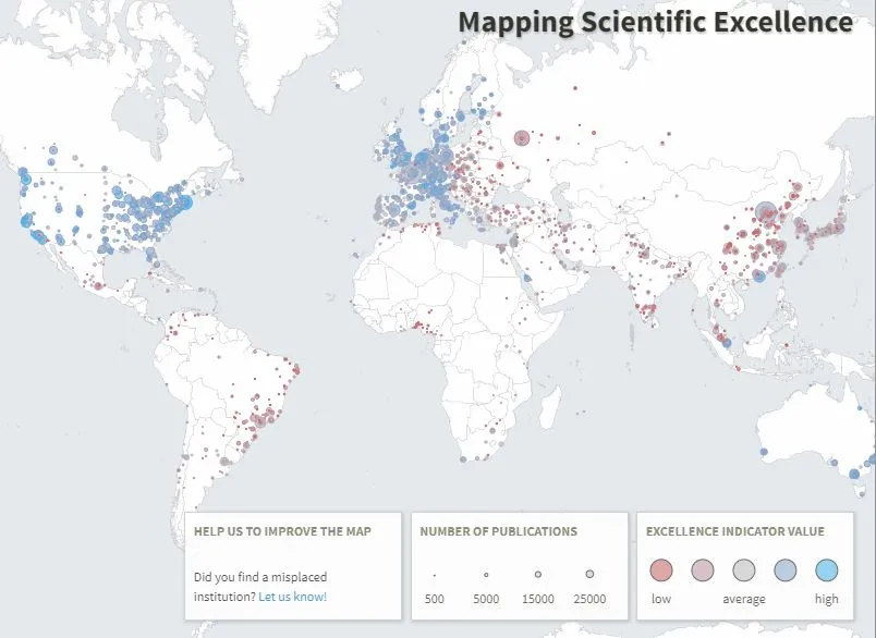 Mapa de pesquisas científicas no mundo (Excellence Mapping)