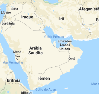 Mapa do oriente médio.