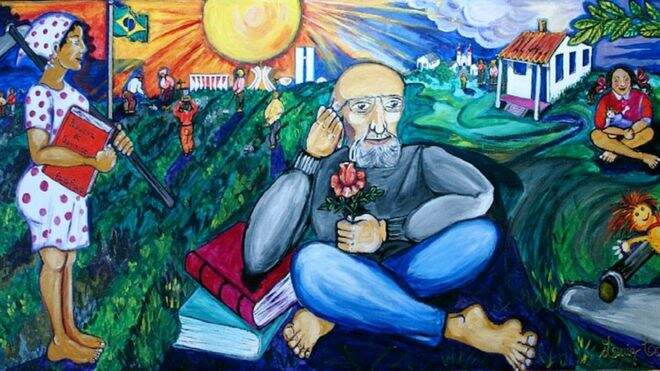 pintura representando Paulo Freire