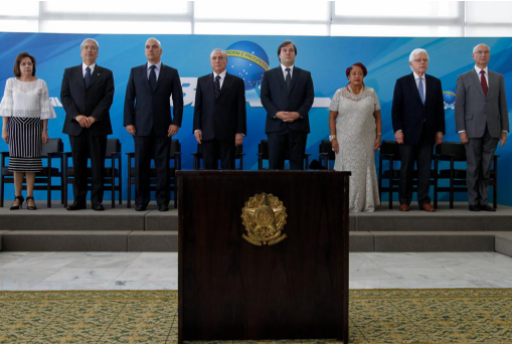 Cerimônia de posse de novos ministros de Temer, no início de fevereiro.