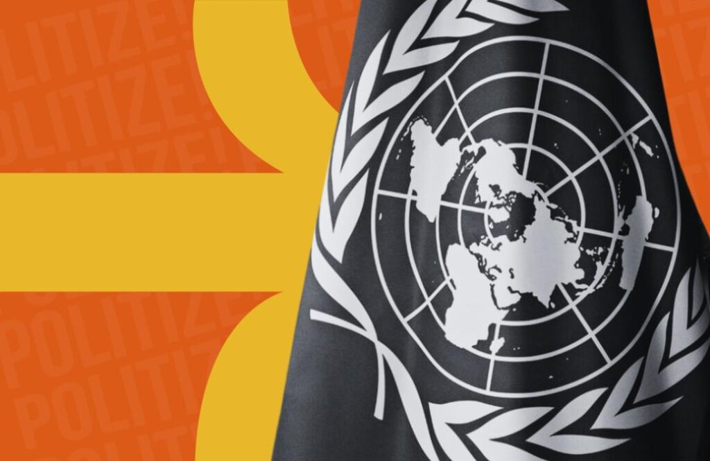 a imagem mostra uma bandeira da organização das nações unidas