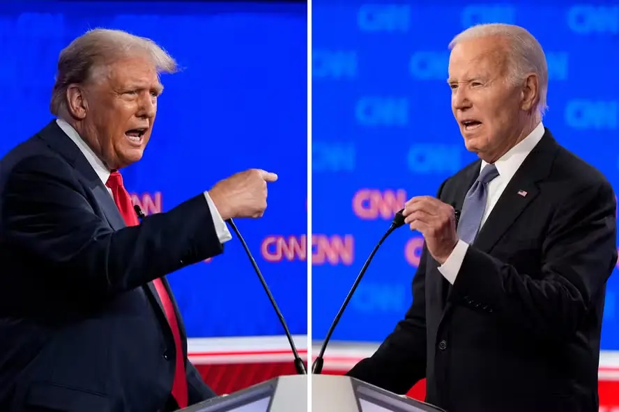 Donald Trump e Biden em debate.