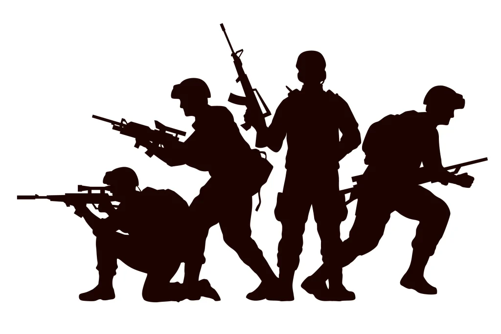 Silhuetas de militares