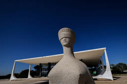 Imagem da frente do Supremo Tribunal Federal. Texto: quanto ganha um ministro do STF