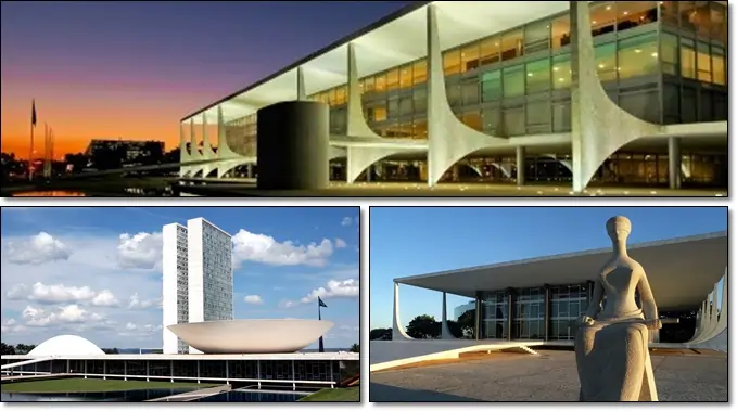 Palácio do Planalto, Palácio do Congresso Nacional e o Supremo Tribunal Federal. Texto: Projeto inconstitucional: o que é e por que ameaça a Constituição