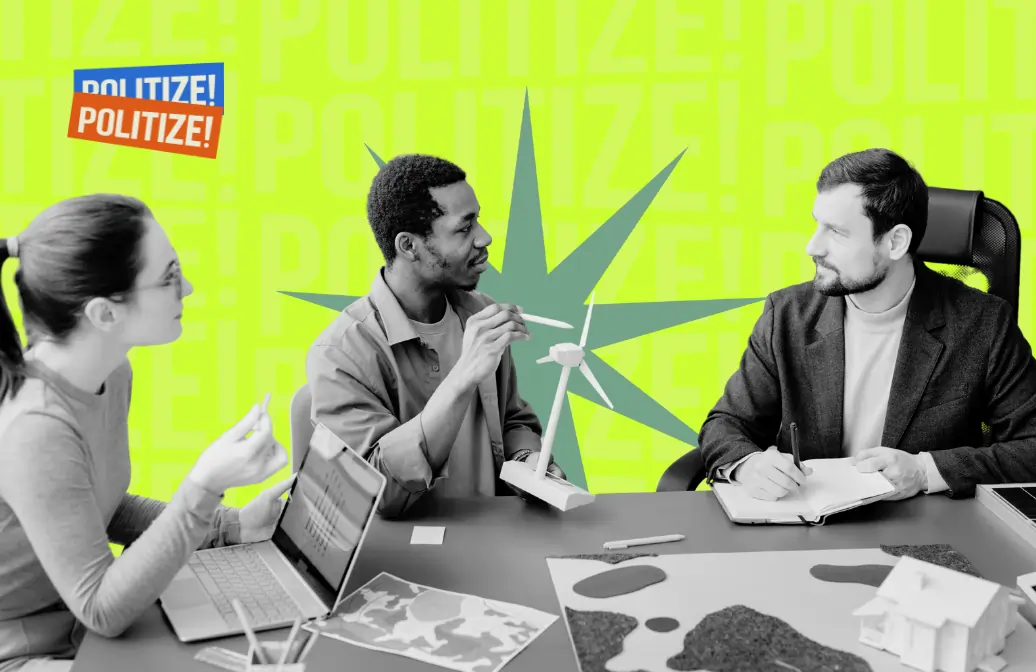 Imagem de três pessoas conversando